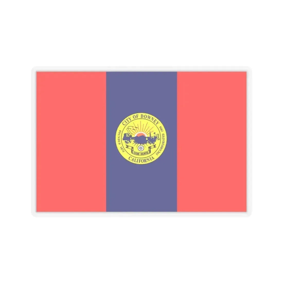 Flag of Downey, California - STICKER Vinyl Kiss-Cut Decal 3 Inch Transparent - The Sticker Space