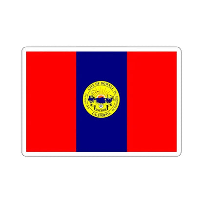 Flag of Downey, California - STICKER Vinyl Kiss-Cut Decal 3 Inch White - The Sticker Space