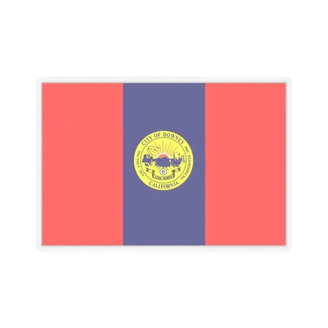 Flag of Downey, California - STICKER Vinyl Kiss-Cut Decal 4 Inch Transparent - The Sticker Space