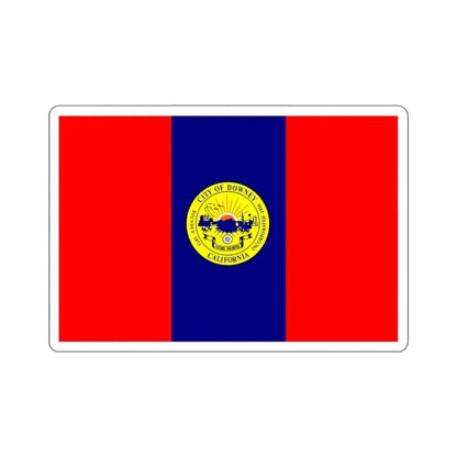 Flag of Downey, California - STICKER Vinyl Kiss-Cut Decal 4 Inch White - The Sticker Space