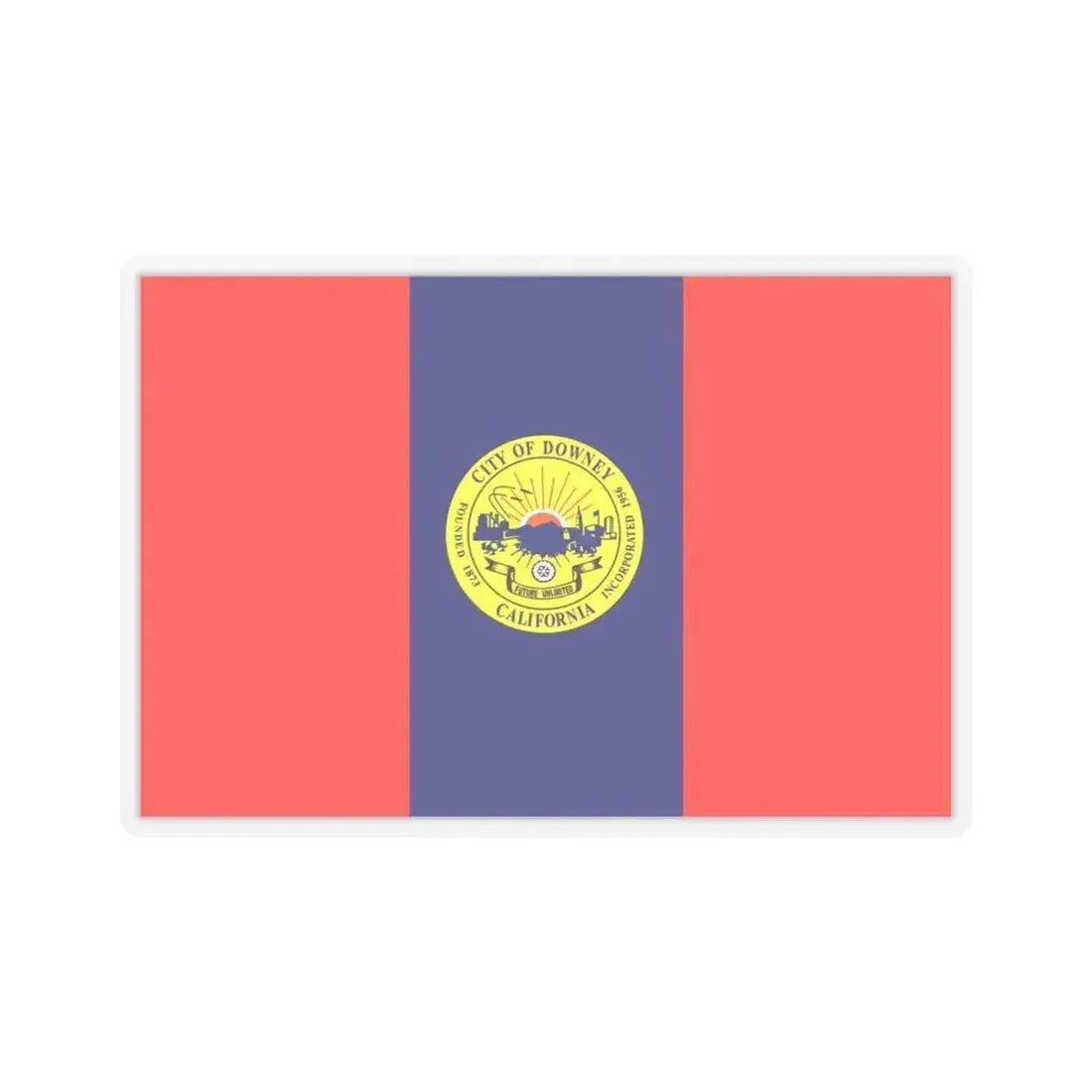 Flag of Downey, California - STICKER Vinyl Kiss-Cut Decal 6 Inch Transparent - The Sticker Space