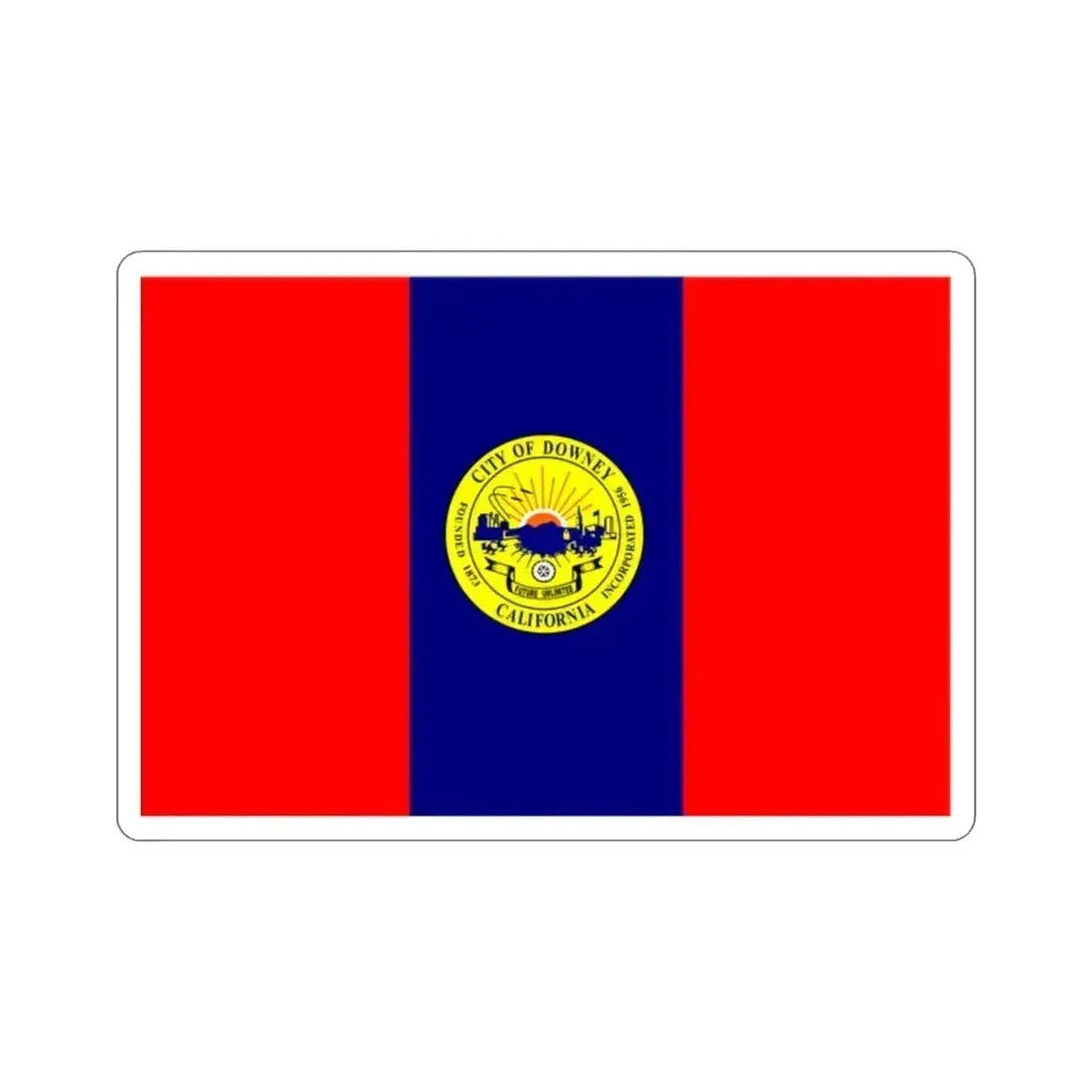 Flag of Downey California USA STICKER Vinyl Die-Cut Decal 2 Inch - The Sticker Space