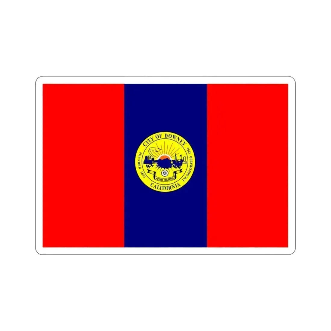 Flag of Downey California USA STICKER Vinyl Die-Cut Decal 3 Inch - The Sticker Space