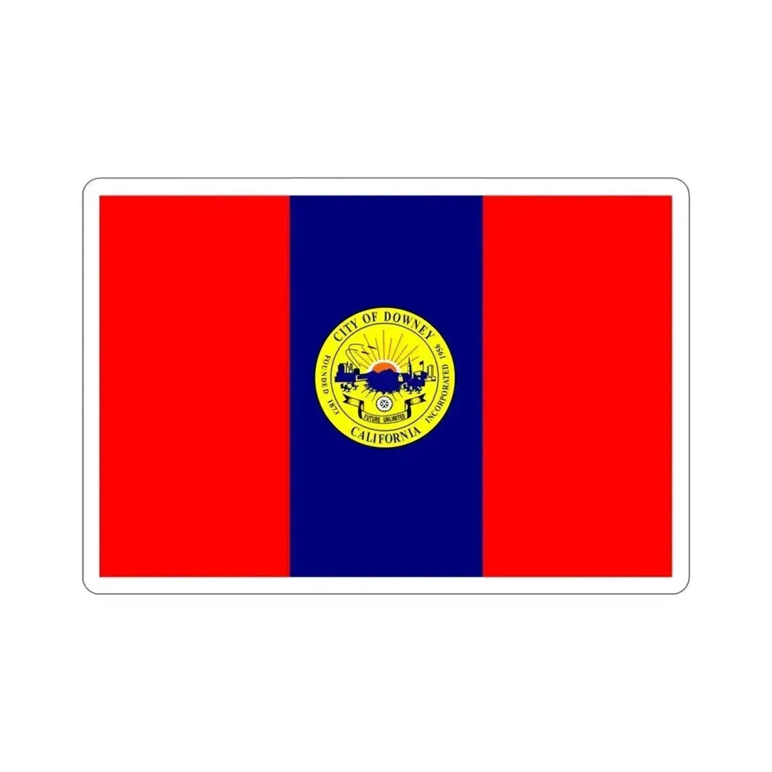 Flag of Downey California USA STICKER Vinyl Die-Cut Decal 4 Inch - The Sticker Space