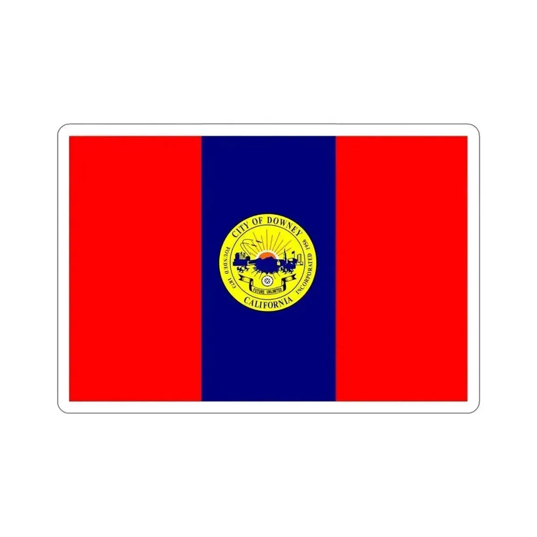 Flag of Downey California USA STICKER Vinyl Die-Cut Decal 5 Inch - The Sticker Space