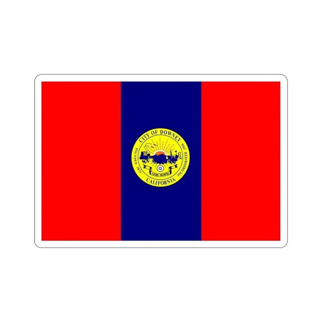 Flag of Downey California USA STICKER Vinyl Die-Cut Decal 6 Inch - The Sticker Space
