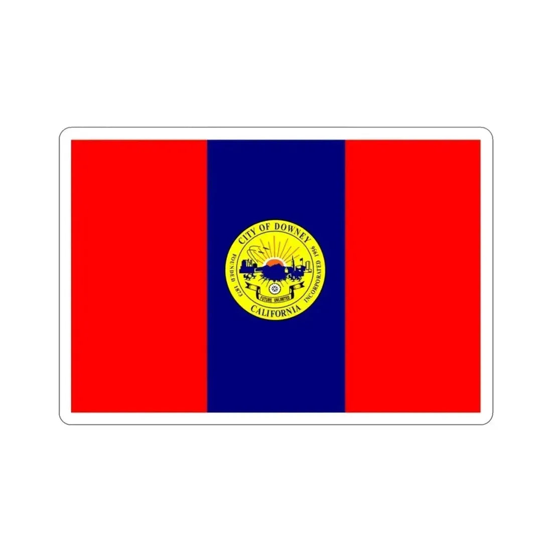 Flag of Downey California USA STICKER Vinyl Die-Cut Decal - The Sticker Space