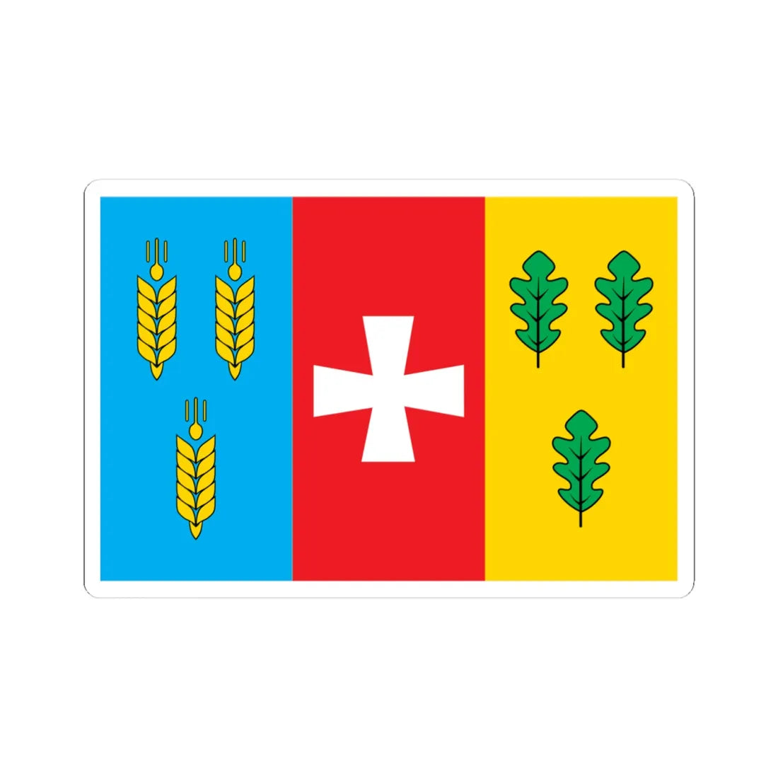 Flag of Dubenskiy Raion in Rivne Oblast (Ukraine) STICKER Vinyl Kiss-Cut Decal 4 Inch White - The Sticker Space