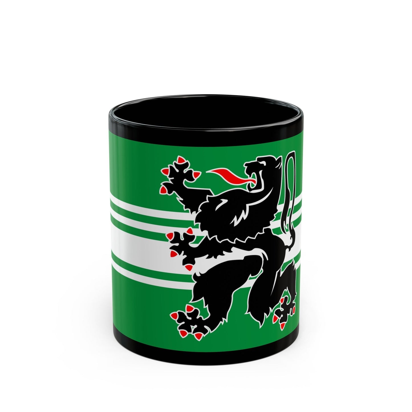 Flag of East Flanders Belgium - Black Coffee Mug-11oz-The Sticker Space