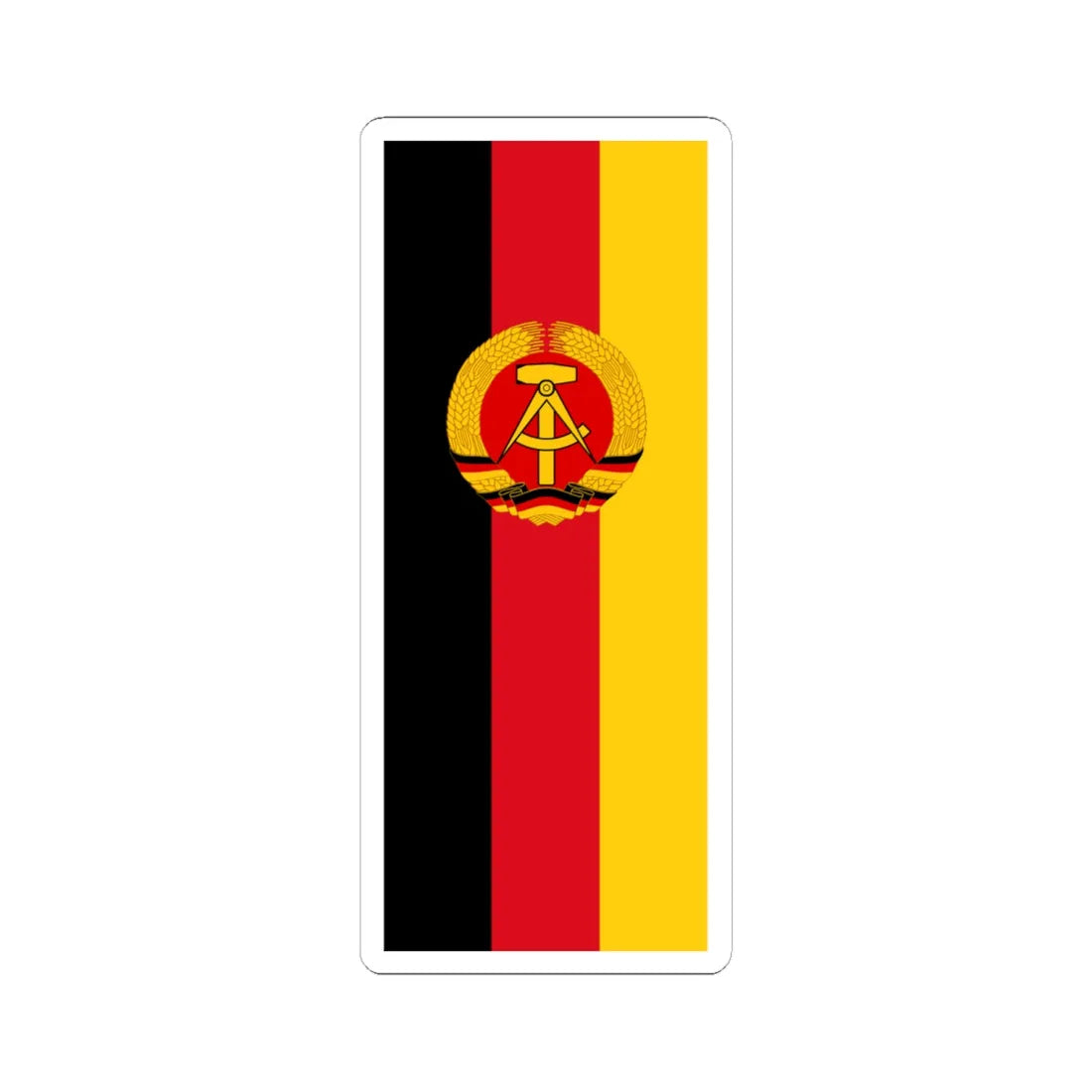 Flag of East Germany Hanging alternative version (Coat of Arms) STICKER Vinyl Kiss-Cut Decal 6 Inch White - The Sticker Space
