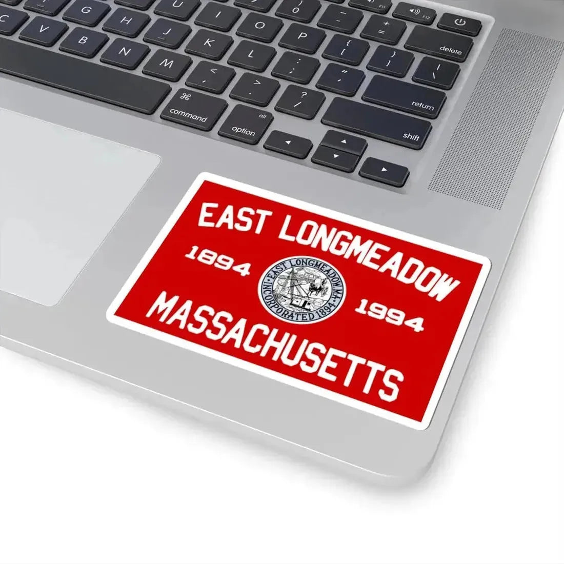 Flag of East Longmeadow Massachusetts (United States) STICKER Vinyl Kiss-Cut Decal - The Sticker Space