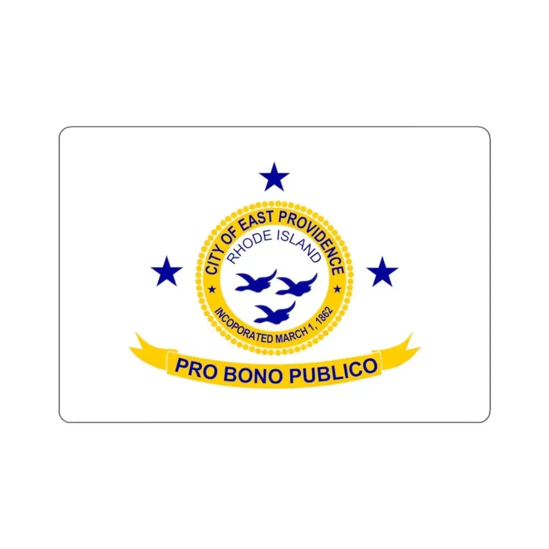 Flag of East Providence, Rhode Island - STICKER Vinyl Kiss-Cut Decal 3 Inch White - The Sticker Space