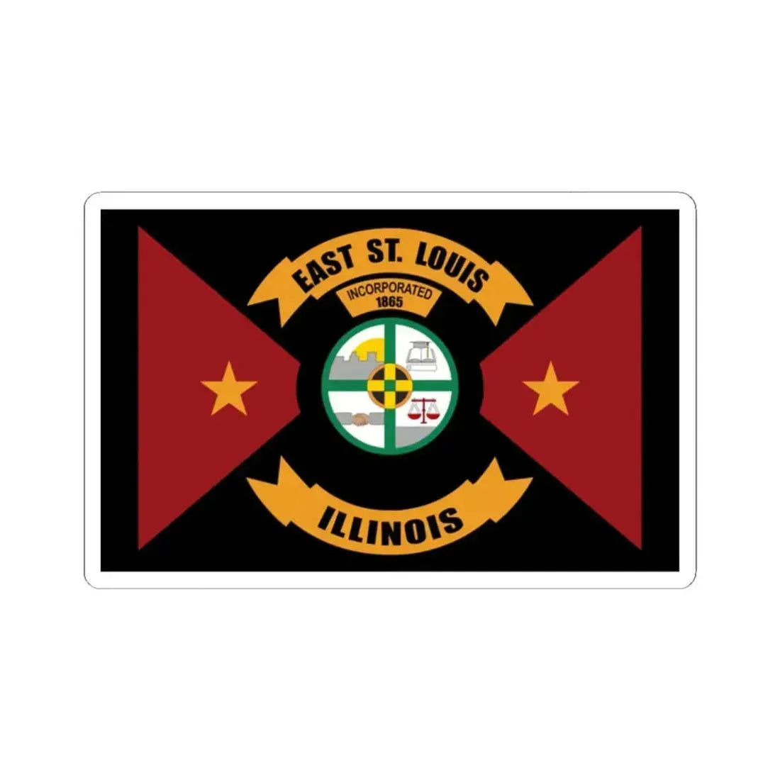 Flag of East St. Louis Illinois (United States) STICKER Vinyl Kiss-Cut Decal 2 Inch White - The Sticker Space