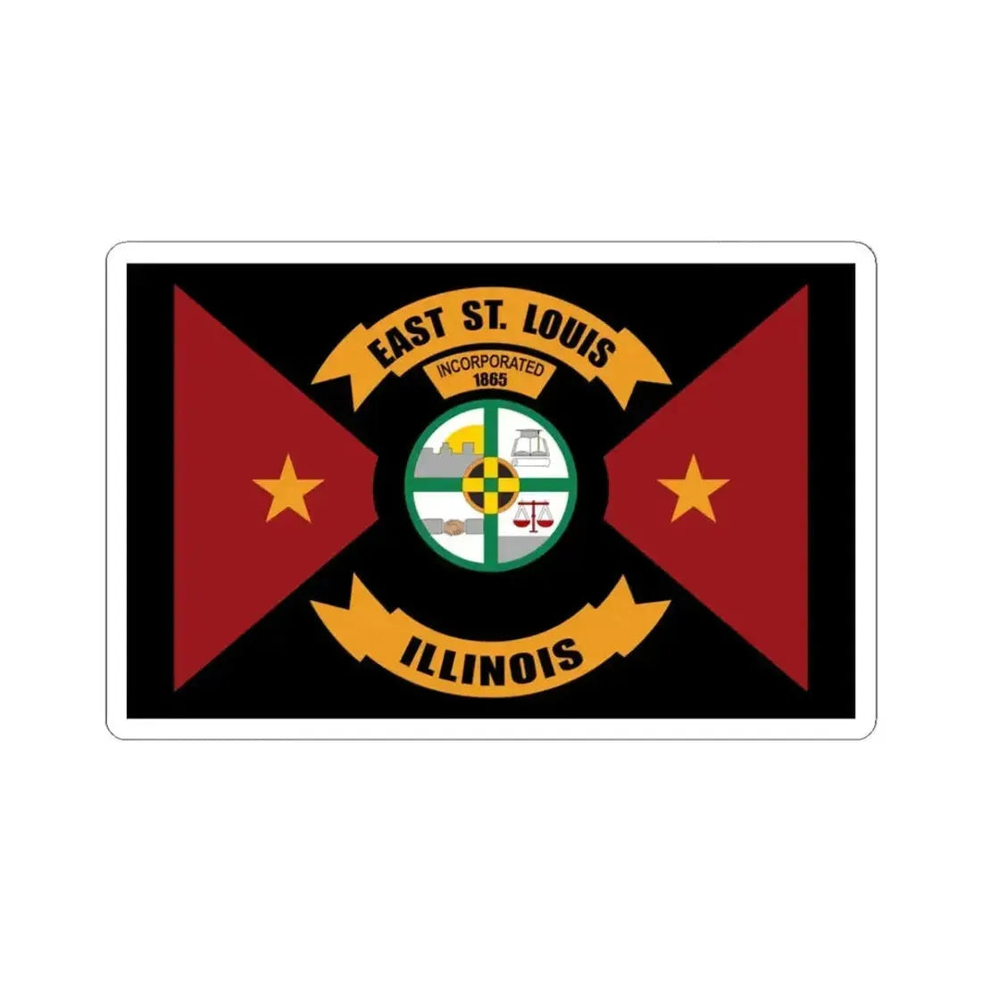 Flag of East St. Louis Illinois (United States) STICKER Vinyl Kiss-Cut Decal 3 Inch White - The Sticker Space