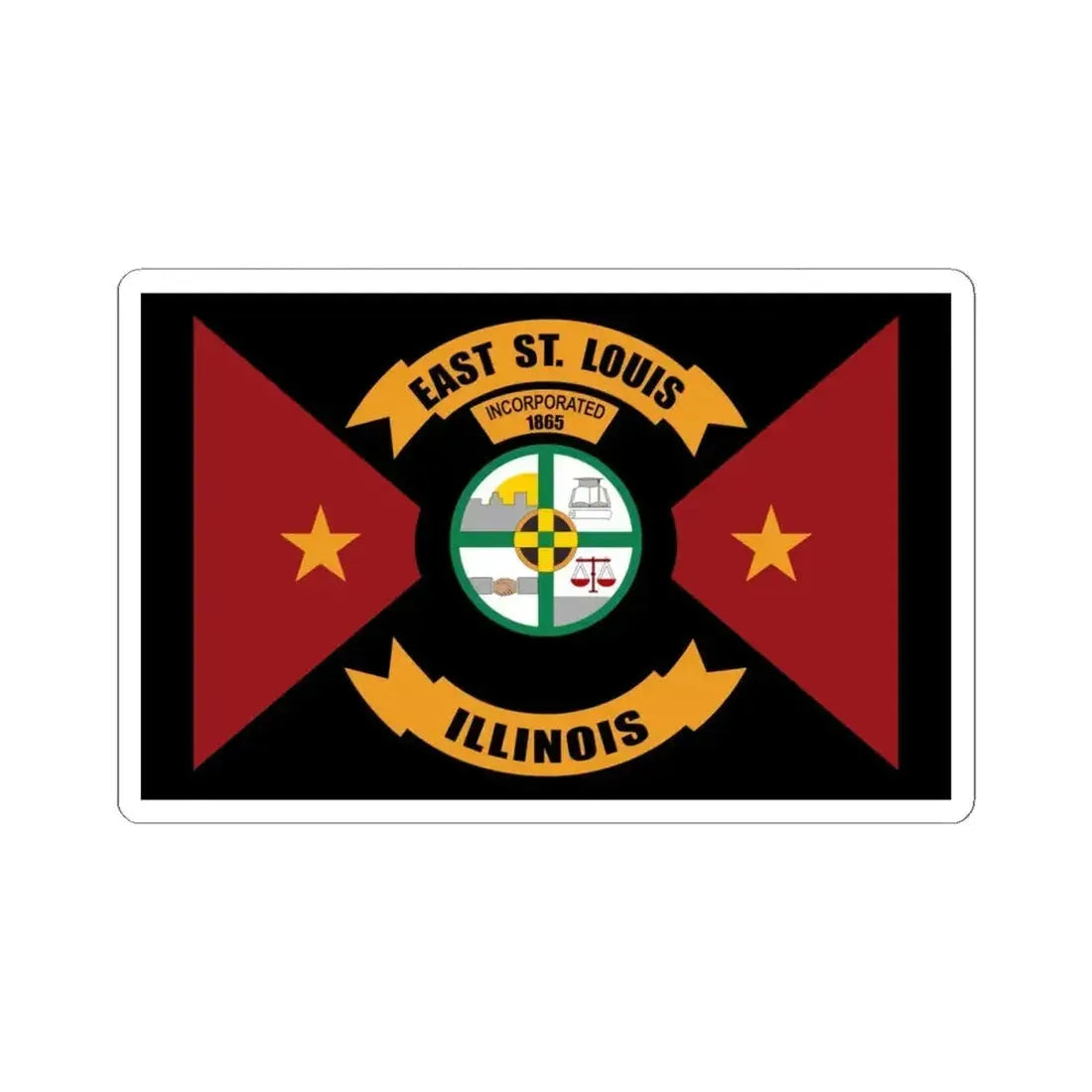Flag of East St. Louis Illinois (United States) STICKER Vinyl Kiss-Cut Decal 4 Inch White - The Sticker Space