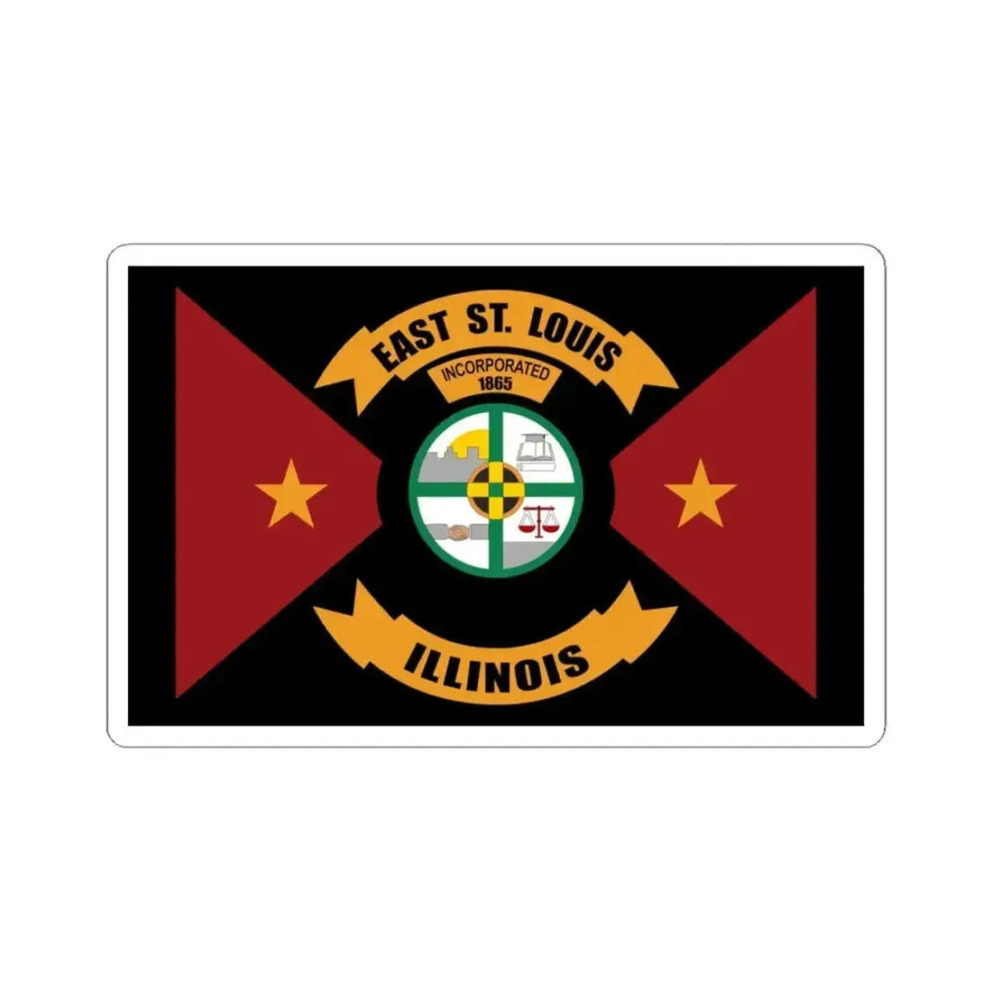 Flag of East St. Louis Illinois (United States) STICKER Vinyl Kiss-Cut Decal 6 Inch White - The Sticker Space