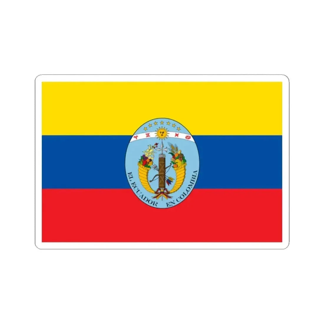 Flag of Ecuador 1830-1835 (Ecuador) STICKER Vinyl Kiss-Cut Decal 2 Inch White - The Sticker Space