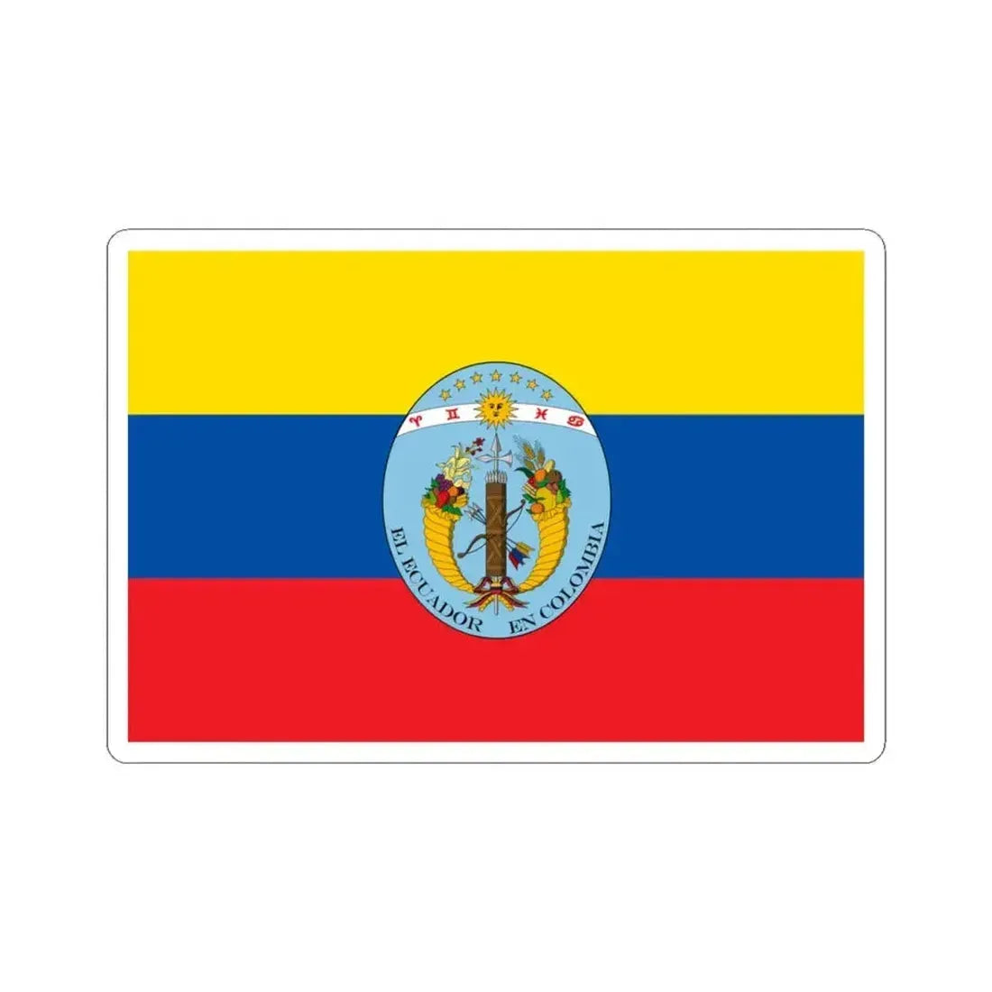 Flag of Ecuador 1830-1835 (Ecuador) STICKER Vinyl Kiss-Cut Decal 3 Inch White - The Sticker Space