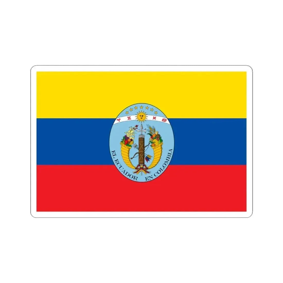 Flag of Ecuador 1830-1835 (Ecuador) STICKER Vinyl Kiss-Cut Decal 4 Inch White - The Sticker Space