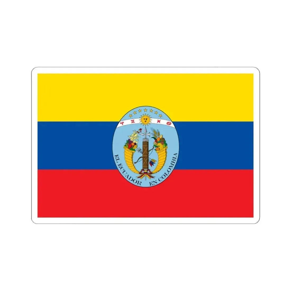 Flag of Ecuador 1830-1835 (Ecuador) STICKER Vinyl Kiss-Cut Decal 6 Inch White - The Sticker Space