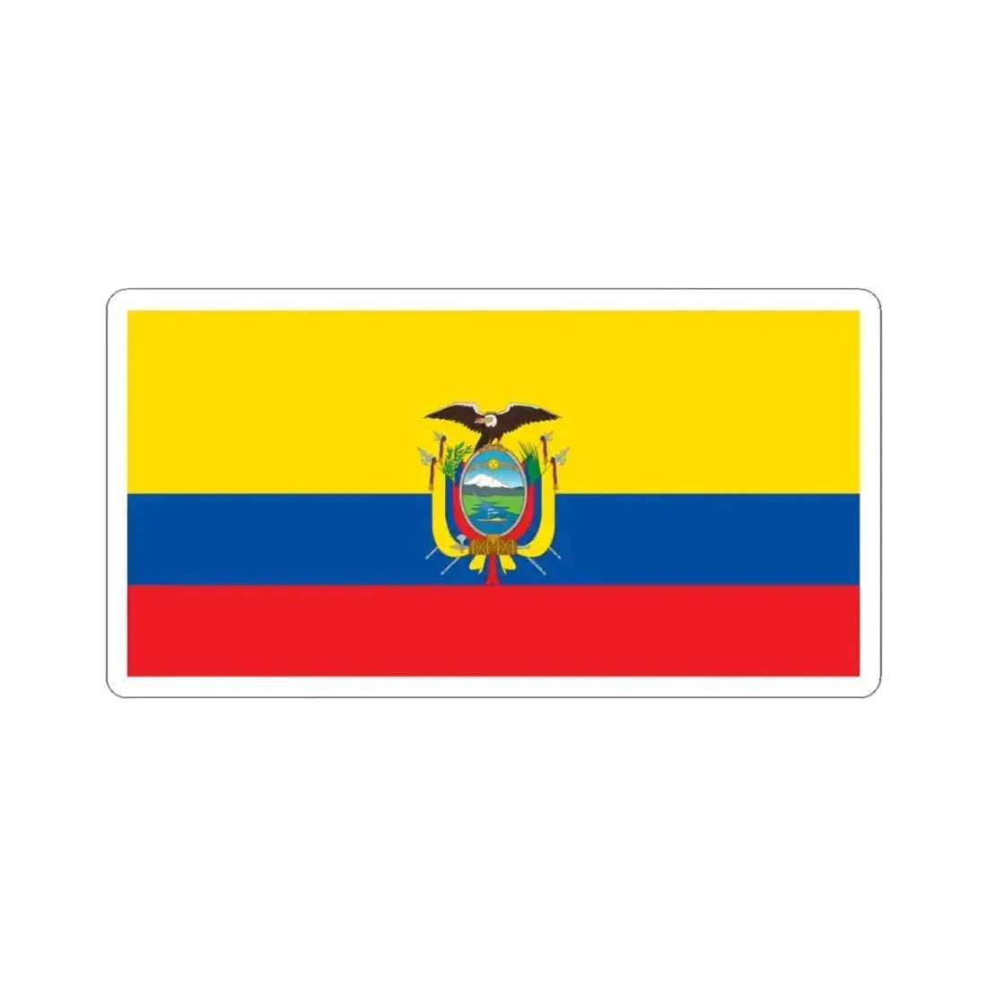 Flag of Ecuador 1900-2009 (Ecuador) STICKER Vinyl Kiss-Cut Decal 3 Inch White - The Sticker Space