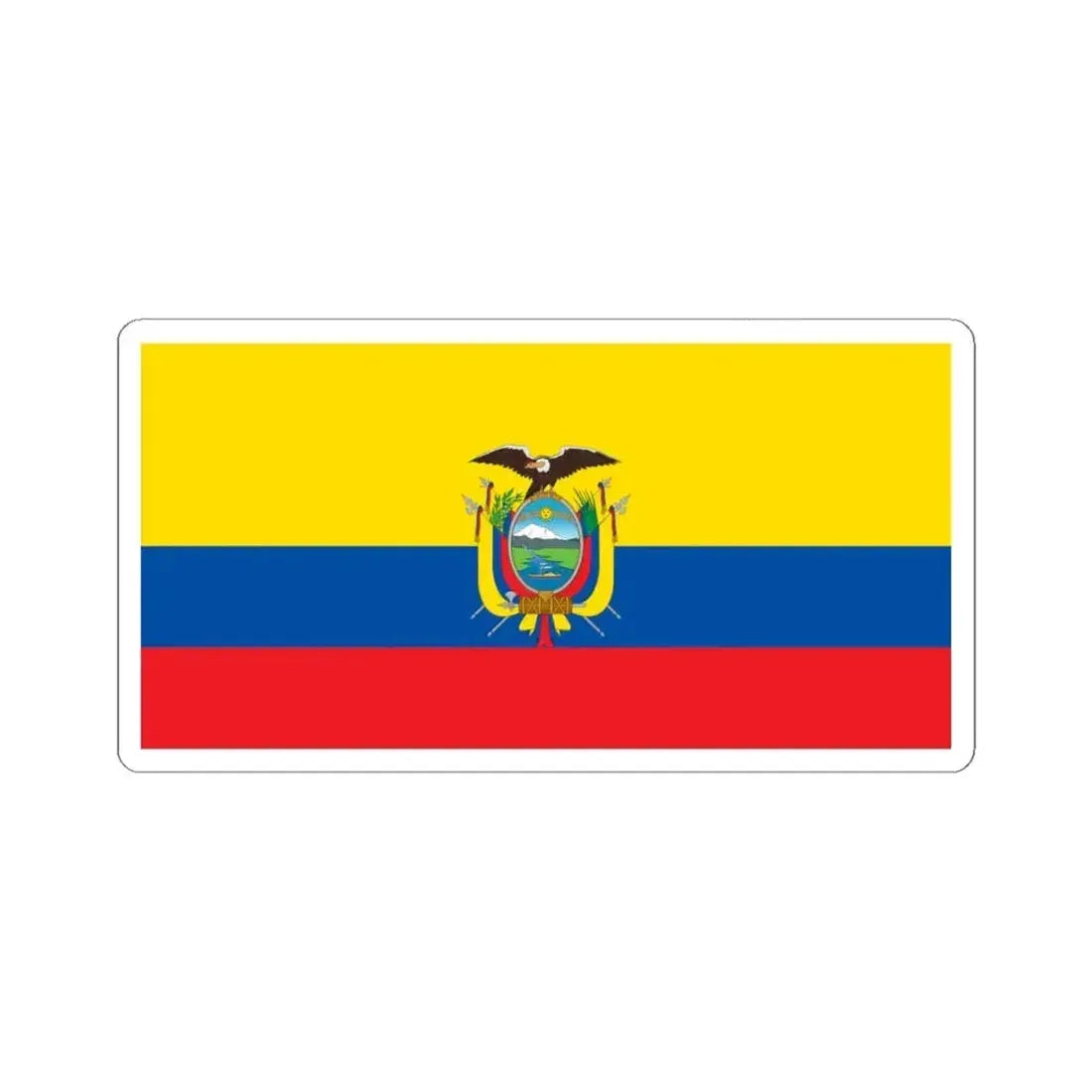 Flag of Ecuador 1900-2009 (Ecuador) STICKER Vinyl Kiss-Cut Decal 4 Inch White - The Sticker Space