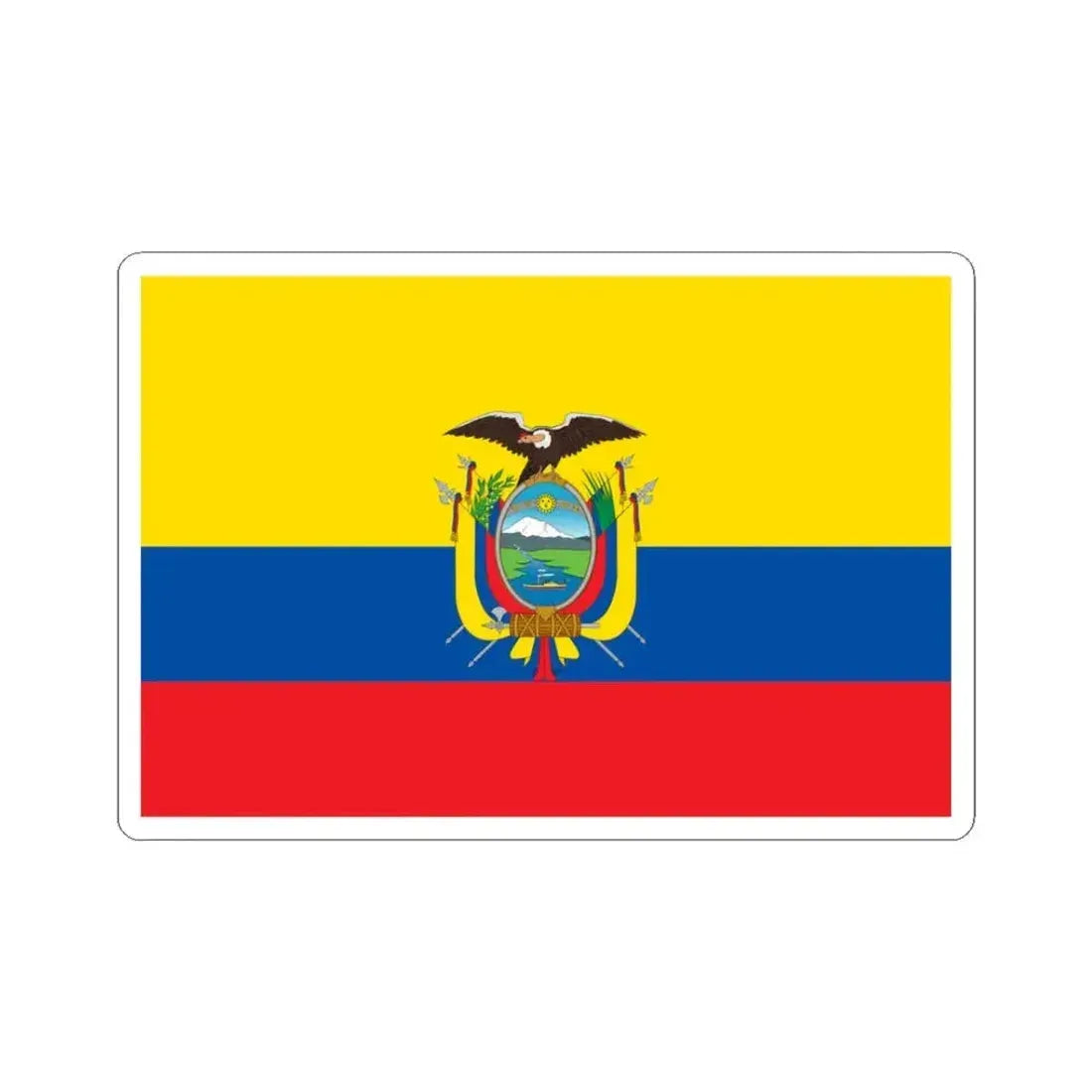 Flag of Ecuador (Ecuador) STICKER Vinyl Kiss-Cut Decal 3 Inch White - The Sticker Space