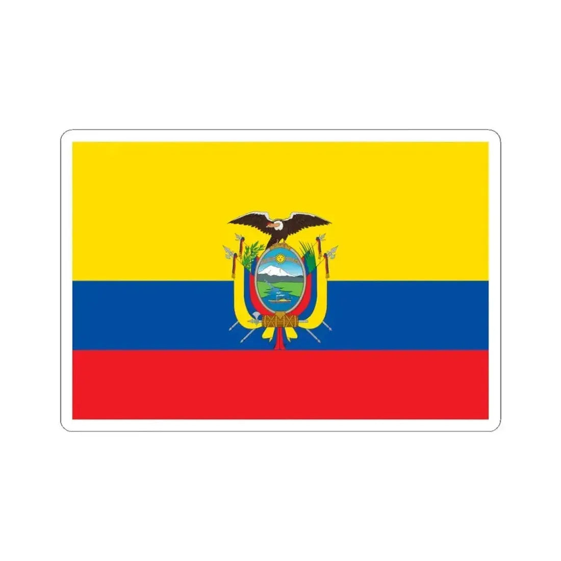 Flag of Ecuador (Ecuador) STICKER Vinyl Kiss-Cut Decal 4 Inch White - The Sticker Space