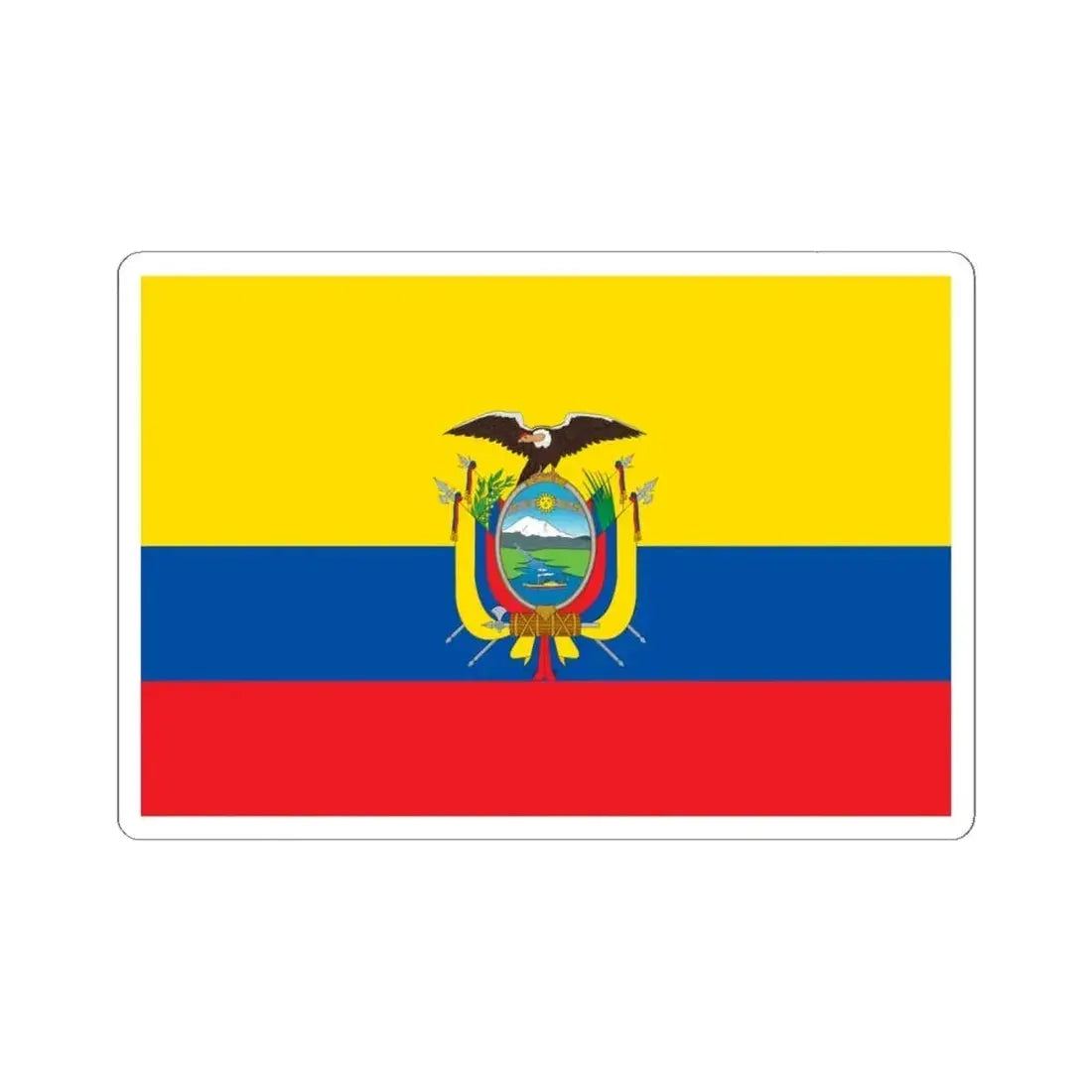 Flag of Ecuador (Ecuador) STICKER Vinyl Kiss-Cut Decal 6 Inch White - The Sticker Space