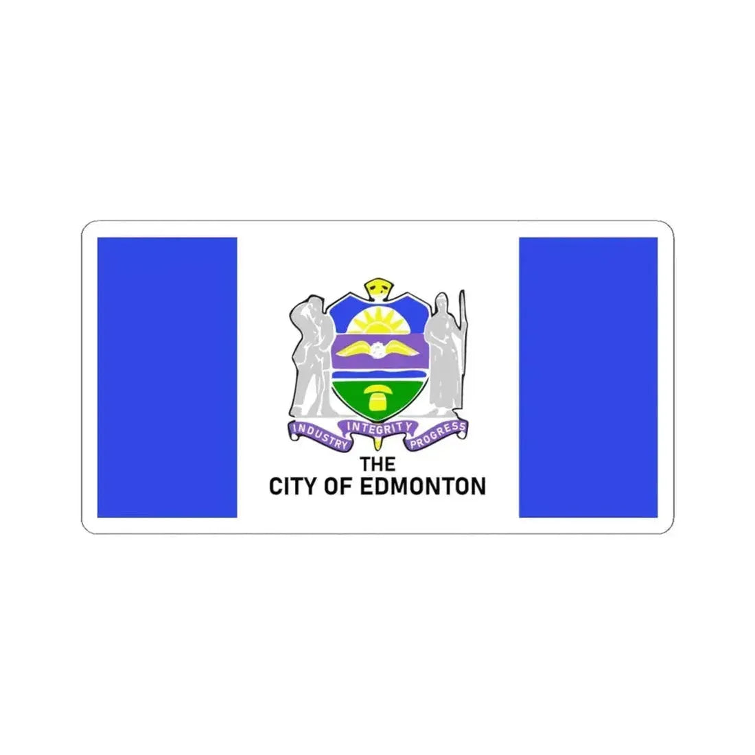 Flag of Edmonton 1966-1986 (Canada) STICKER Vinyl Kiss-Cut Decal 4 Inch White - The Sticker Space