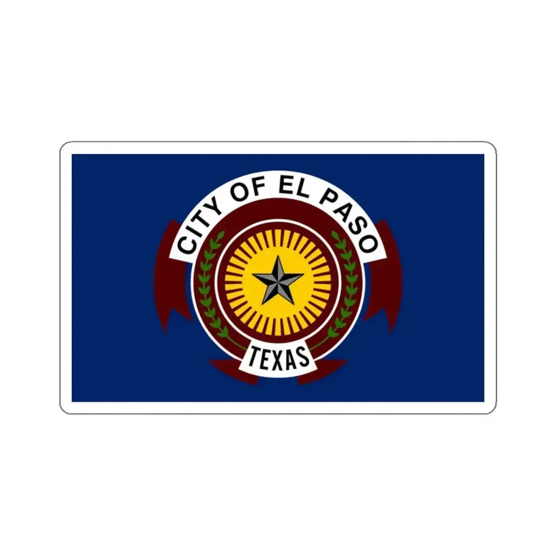 Flag of El Paso, Texas - STICKER Vinyl Kiss-Cut Decal 3 Inch White - The Sticker Space