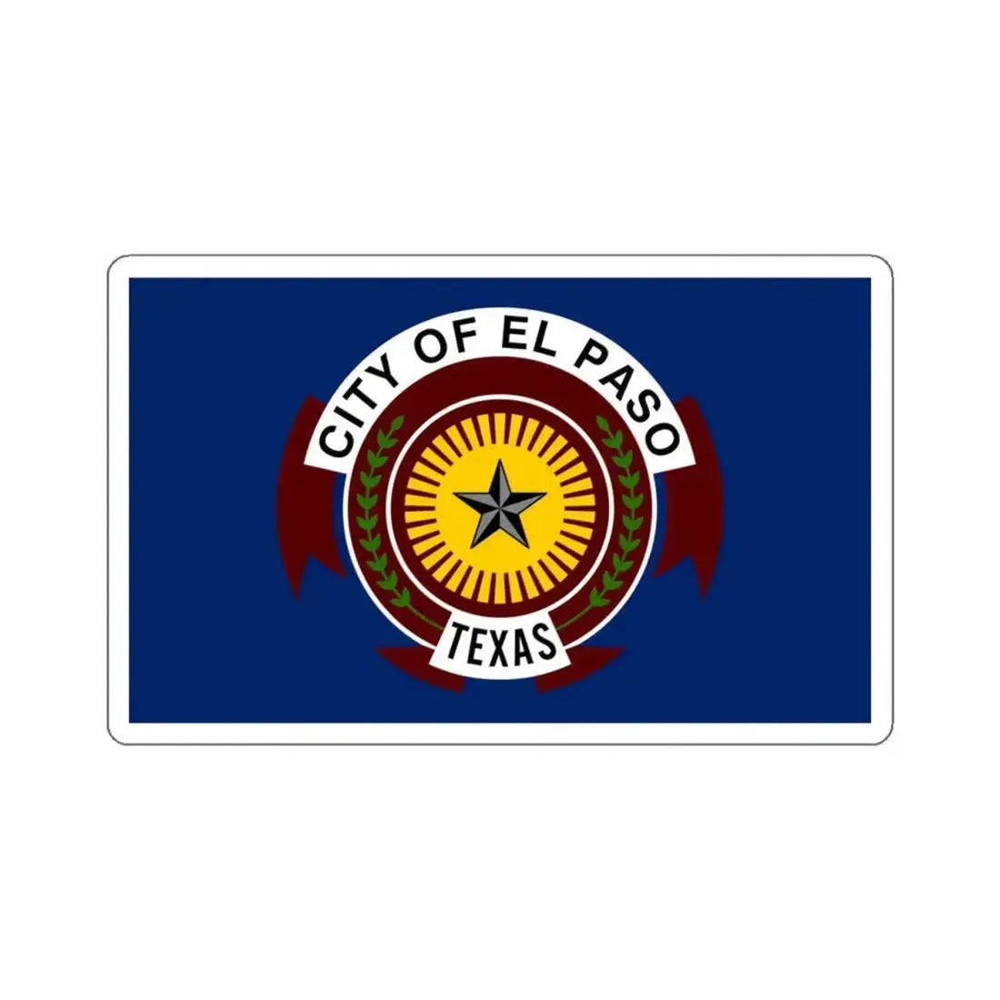 Flag of El Paso, Texas - STICKER Vinyl Kiss-Cut Decal 4 Inch White - The Sticker Space