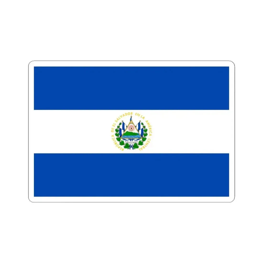 Flag of El Salvador 3-2 (El Salvador) STICKER Vinyl Kiss-Cut Decal 4 Inch White - The Sticker Space