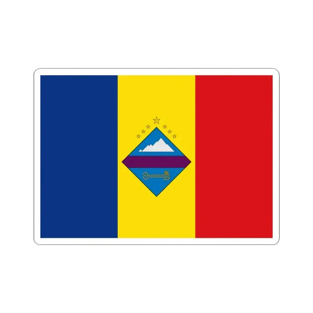 Flag of Encamp (Andorra) STICKER Vinyl Kiss-Cut Decal 3 Inch White - The Sticker Space