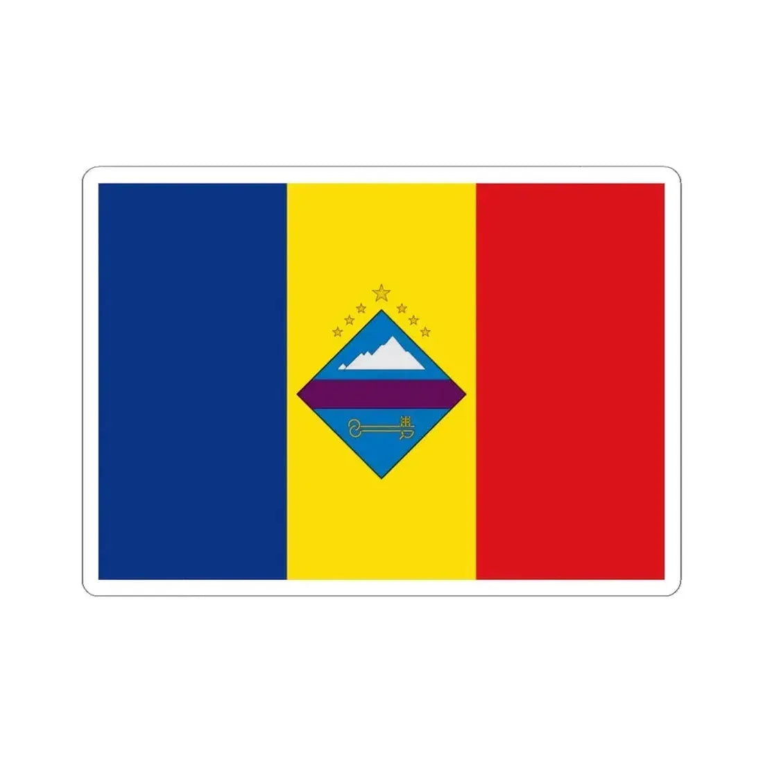 Flag of Encamp (Andorra) STICKER Vinyl Kiss-Cut Decal 6 Inch White - The Sticker Space