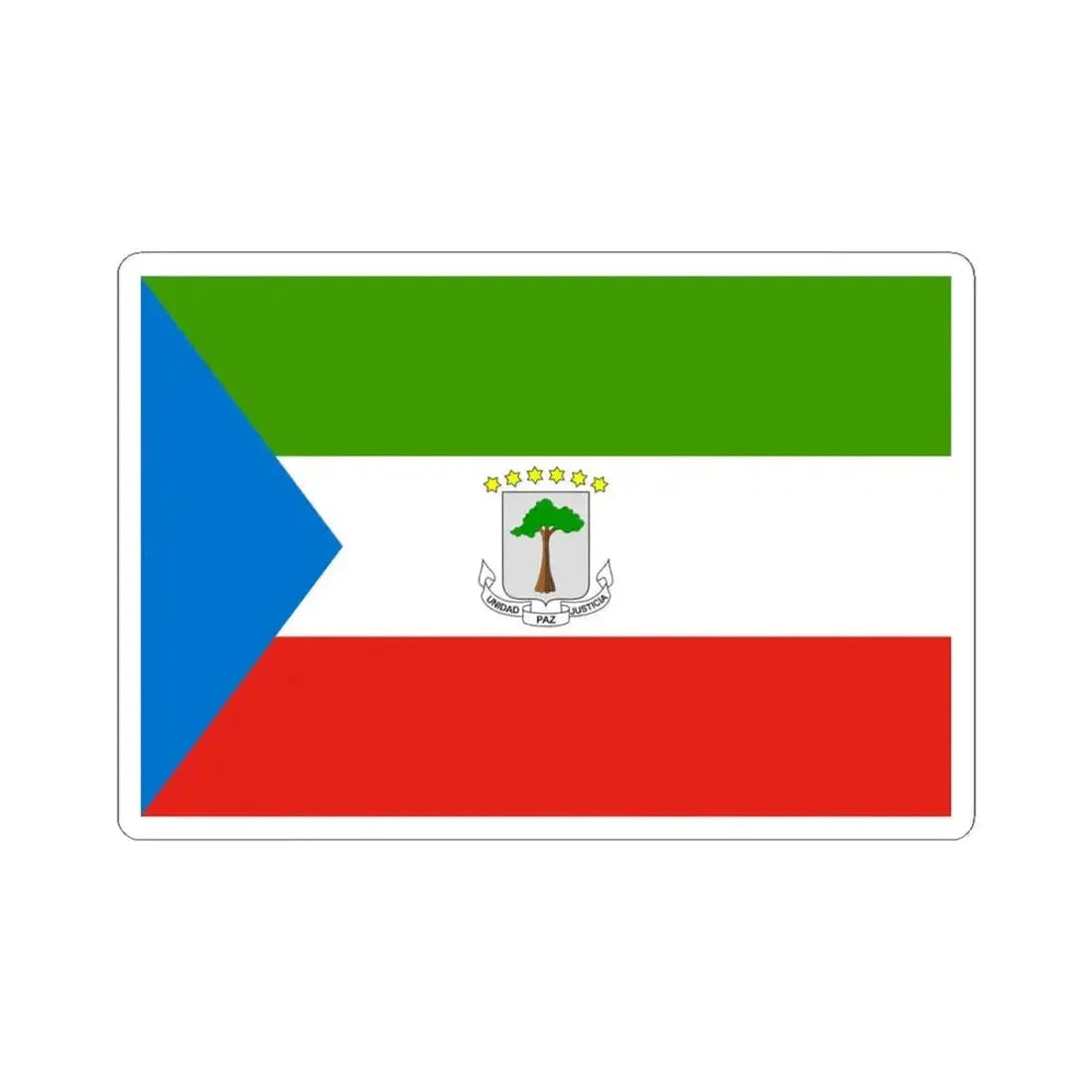 Flag of Equatorial Guinea (Equatorial Guinea) STICKER Vinyl Kiss-Cut Decal 4 Inch White - The Sticker Space
