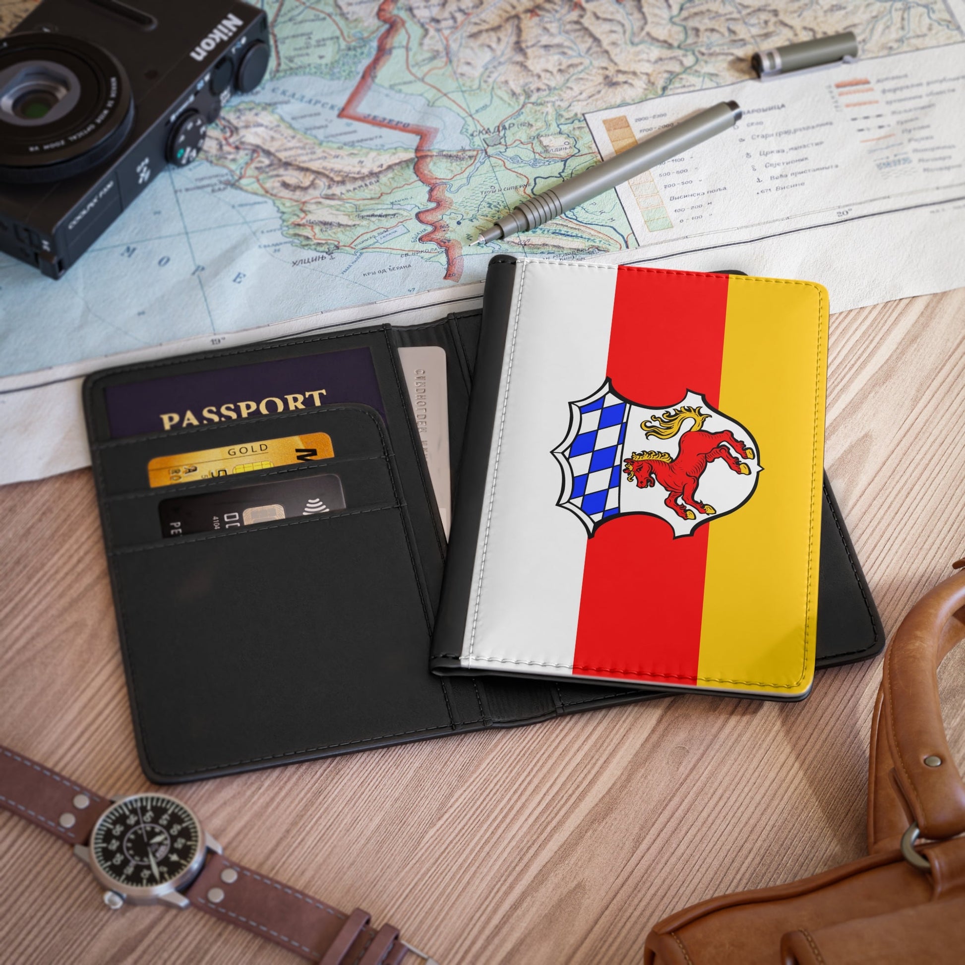 Flag of Erding Germany - Passport Holder-3.9" x 5.8"-The Sticker Space