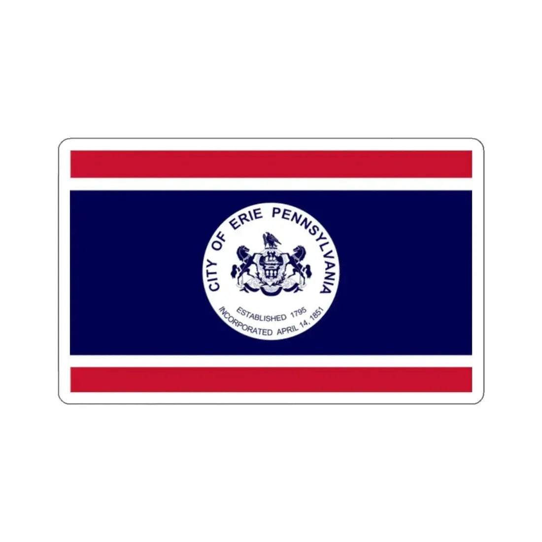 Flag of Erie, Pennsylvania - STICKER Vinyl Kiss-Cut Decal 2 Inch White - The Sticker Space