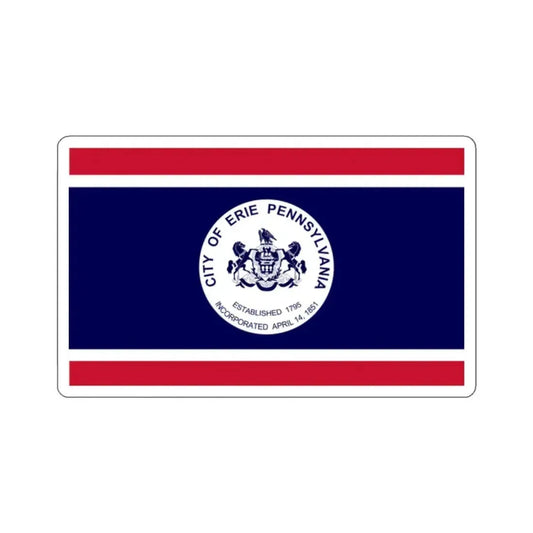 Flag of Erie, Pennsylvania - STICKER Vinyl Kiss-Cut Decal 2 Inch White - The Sticker Space