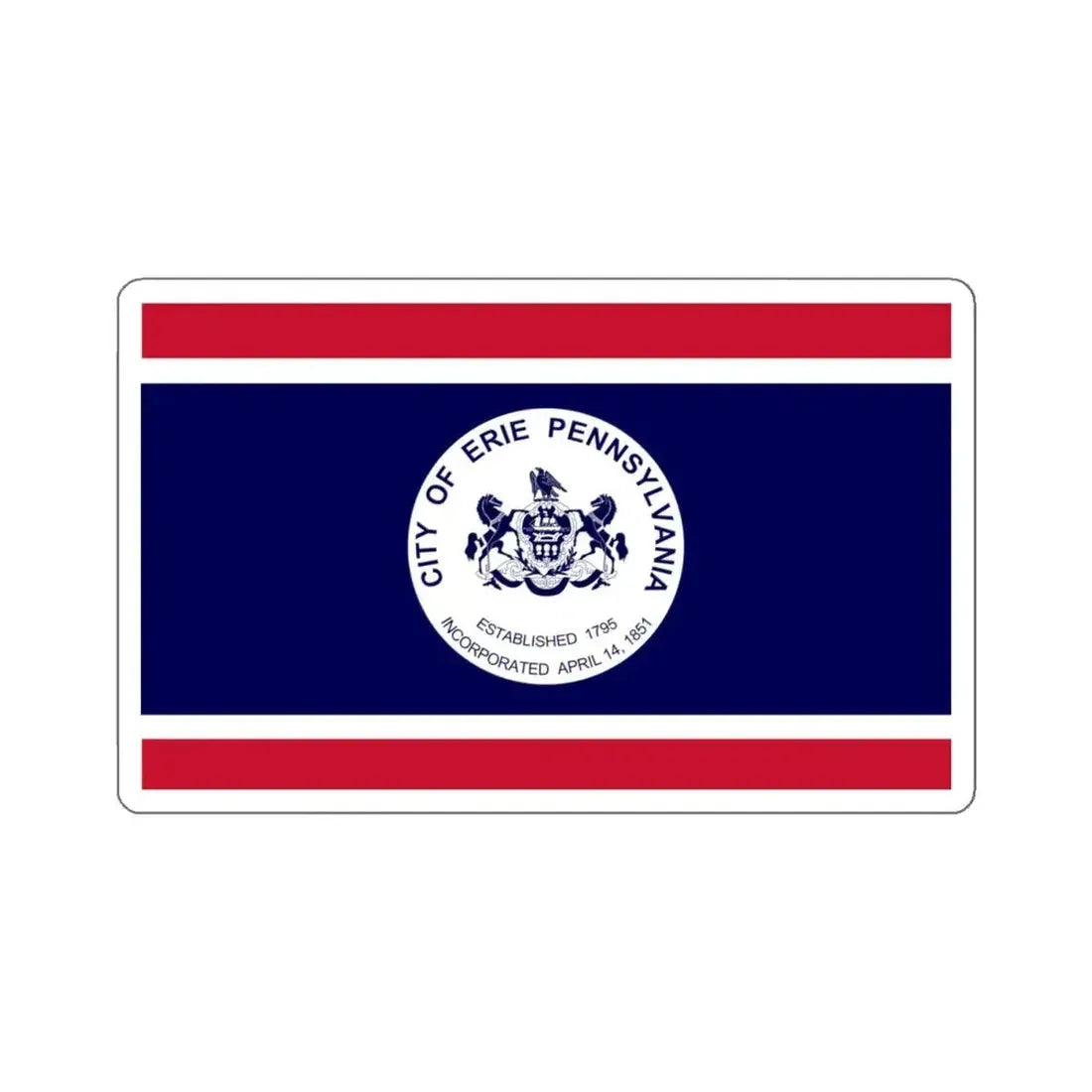 Flag of Erie, Pennsylvania - STICKER Vinyl Kiss-Cut Decal 4 Inch White - The Sticker Space