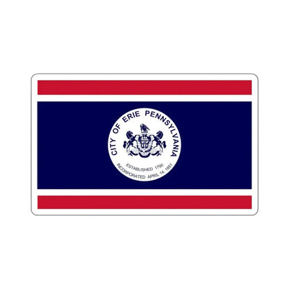 Flag of Erie, Pennsylvania - STICKER Vinyl Kiss-Cut Decal 4 Inch White - The Sticker Space