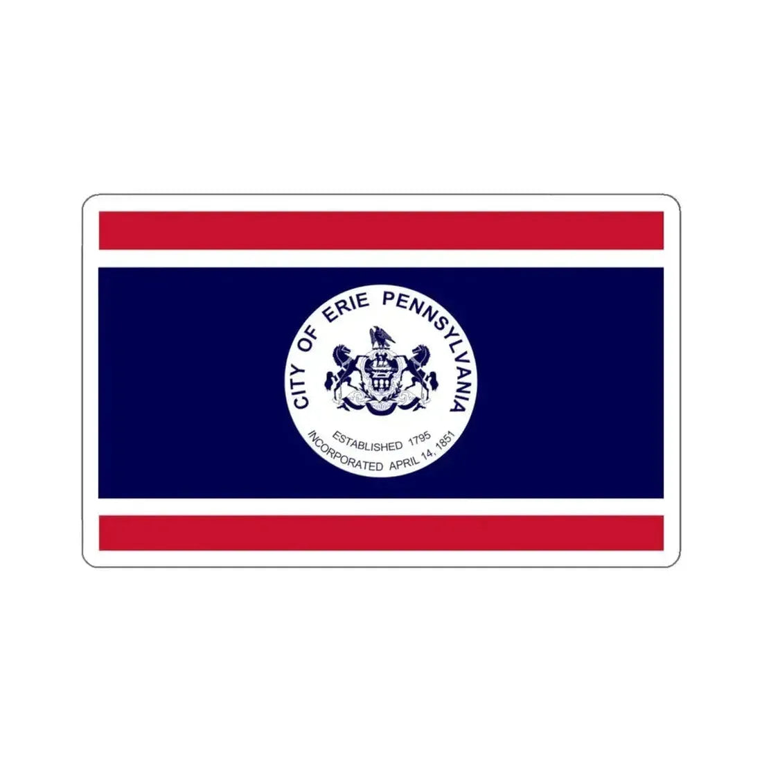 Flag of Erie, Pennsylvania - STICKER Vinyl Kiss-Cut Decal 6 Inch White - The Sticker Space