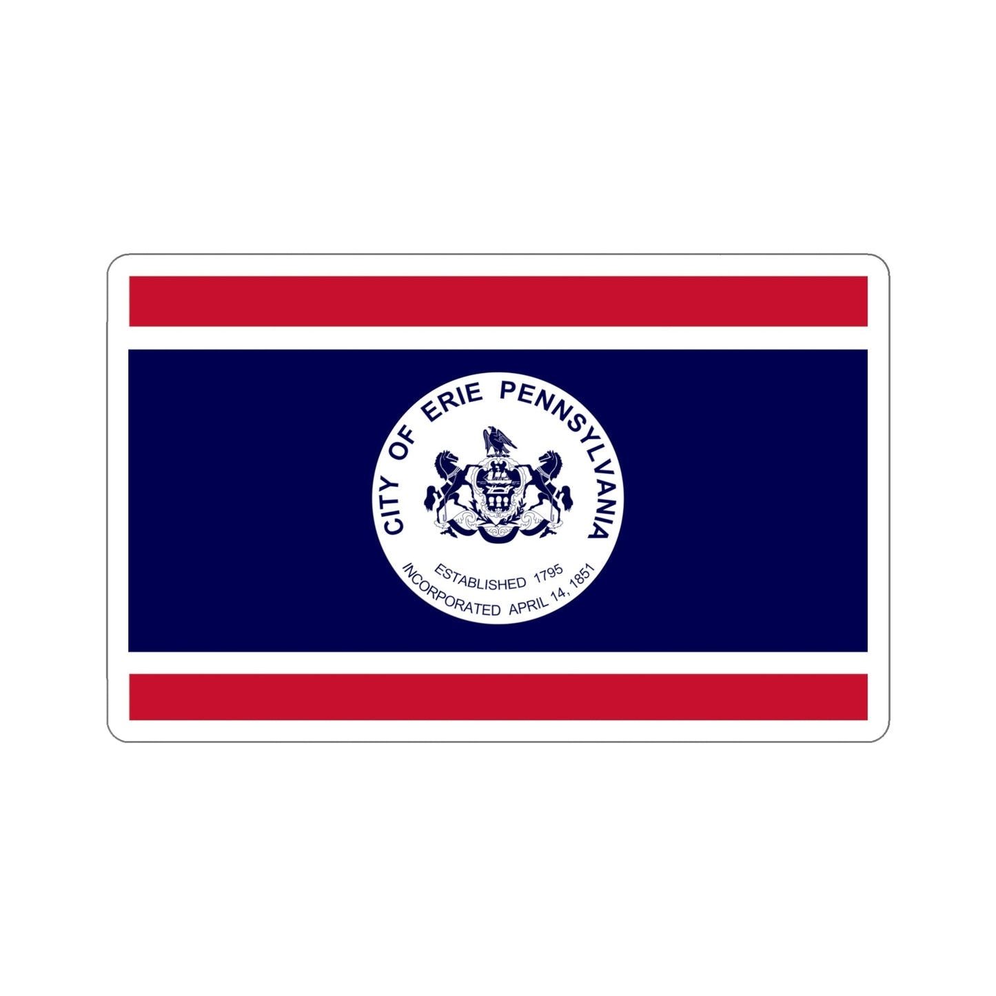 Flag of Erie Pennsylvania USA STICKER Vinyl Die-Cut Decal-6 Inch-The Sticker Space