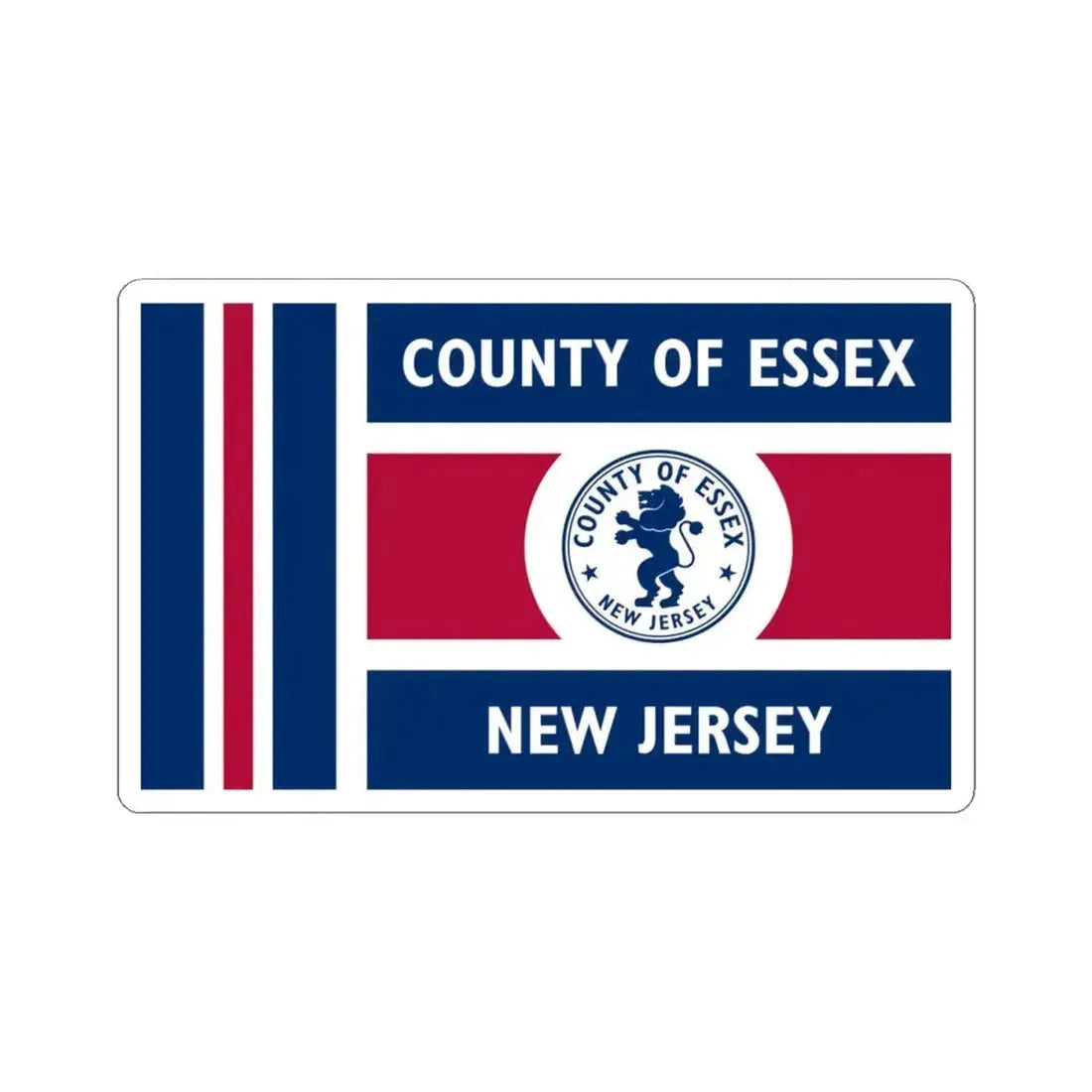 Flag of Essex County New Jersey (United States) STICKER Vinyl Kiss-Cut Decal 4 Inch White - The Sticker Space