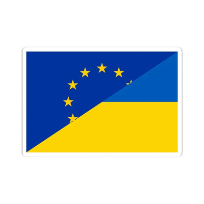 Flag of Europe and Ukraine (Ukraine) STICKER Vinyl Kiss-Cut Decal 4 Inch White - The Sticker Space