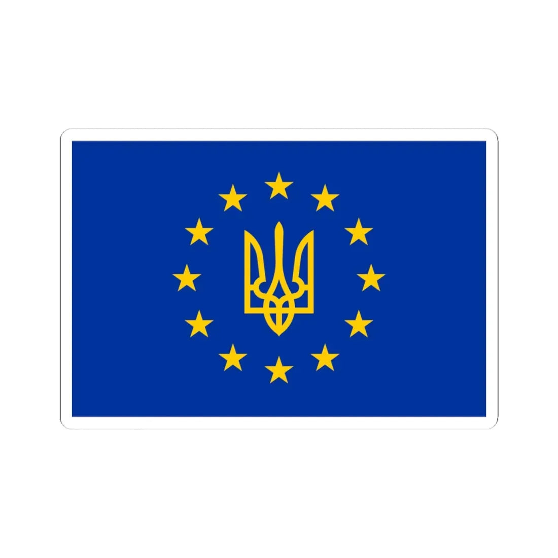 Flag of European Ukraine (Ukraine) STICKER Vinyl Kiss-Cut Decal 4 Inch White - The Sticker Space