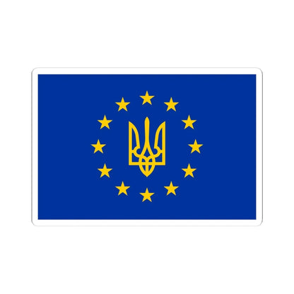 Flag of European Ukraine (Ukraine) STICKER Vinyl Kiss-Cut Decal 4 Inch White - The Sticker Space