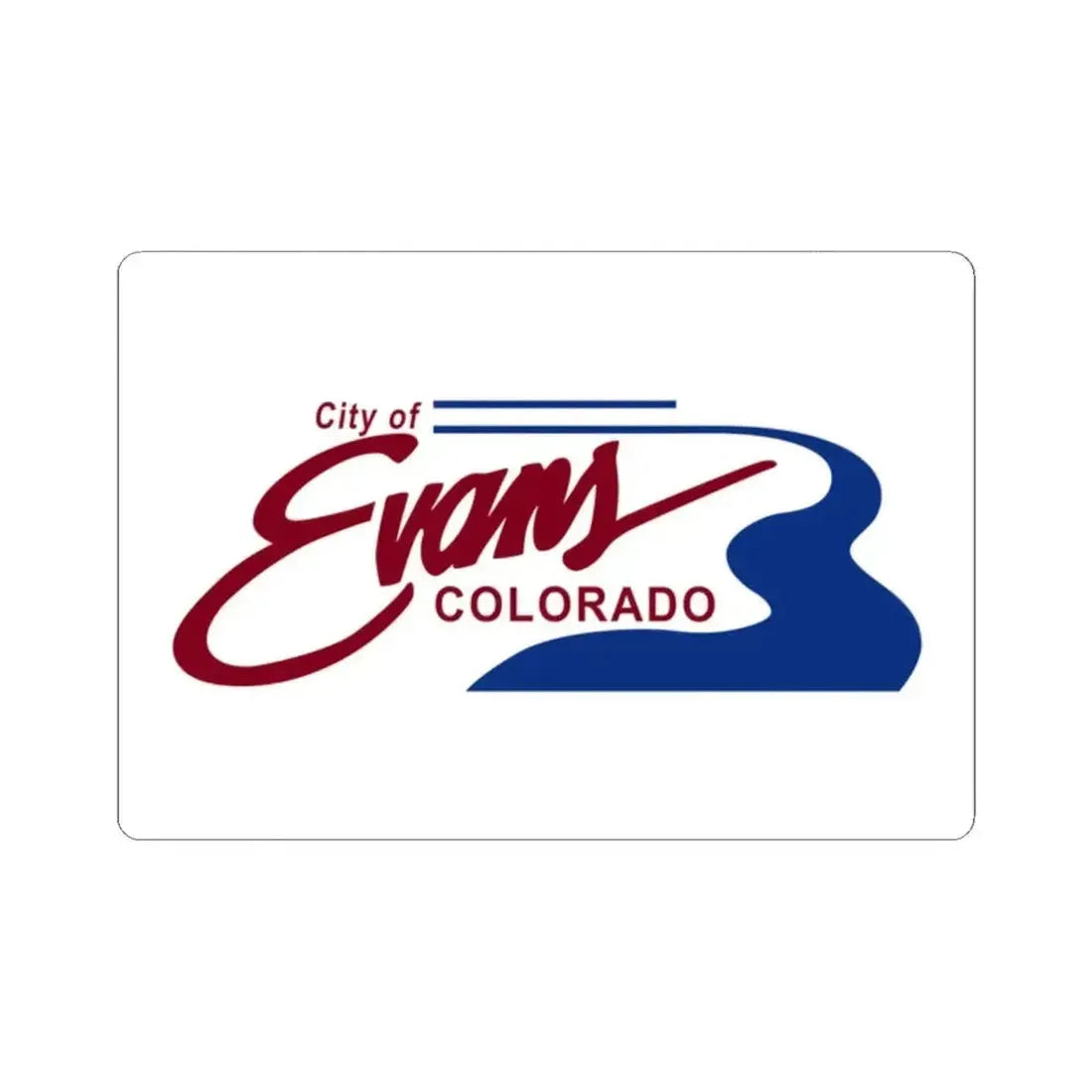 Flag of Evans Colorado (United States) STICKER Vinyl Kiss-Cut Decal 2 Inch White - The Sticker Space
