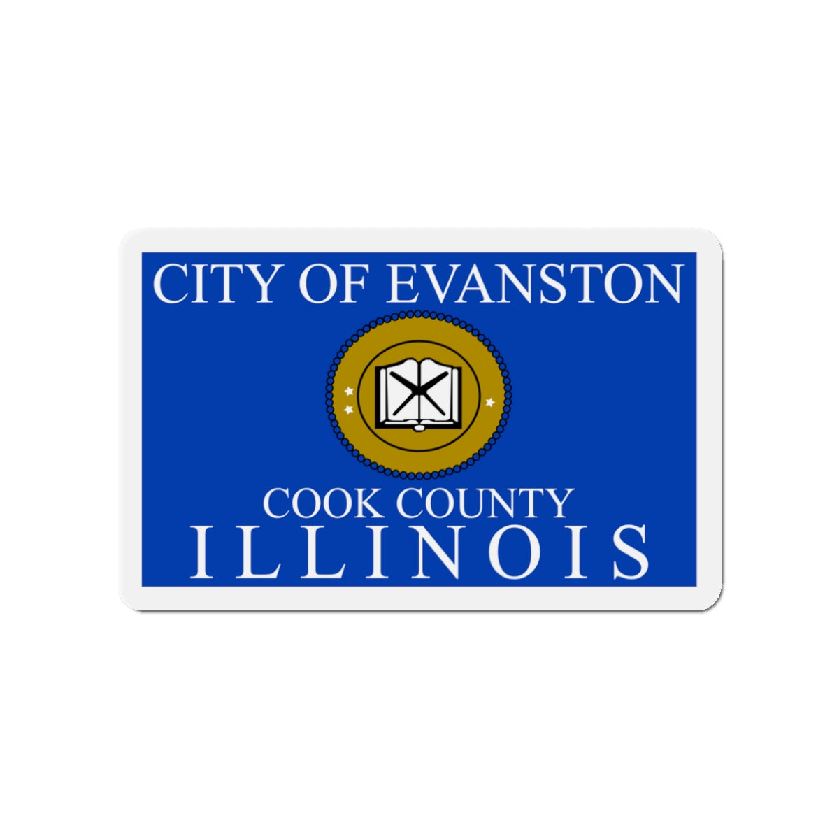 Flag of Evanston IL - Die-Cut Magnet-3" x 3"-The Sticker Space