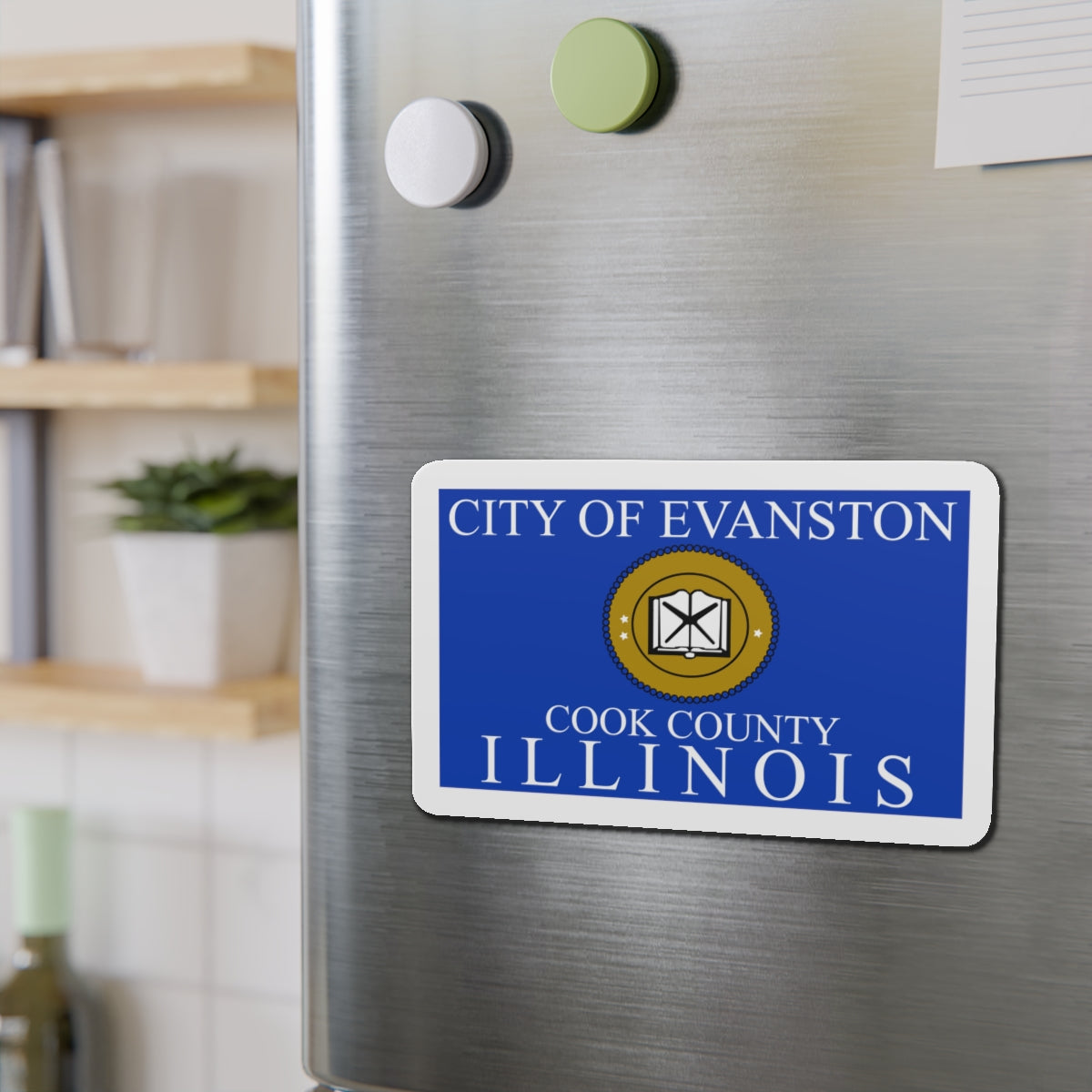 Flag of Evanston IL - Die-Cut Magnet-The Sticker Space